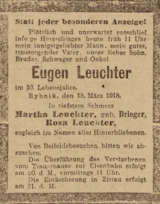 Eugen Leuchter klepsydra 1918 kremacja w Zittau Schles.Zeitung 1918.jpg