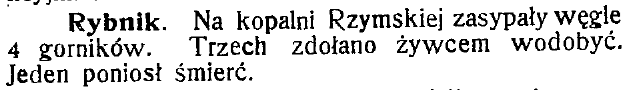 Rybnik - Śmierć 4 górników na kopalni Rzymskiej - Sztandar Polski 1919-09-06 R.1 nr 8.png